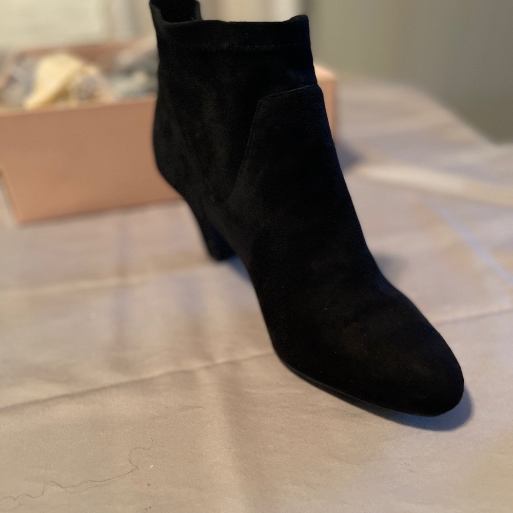 Black, suede, bootie, NEVER WORN,
